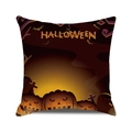 Detail of Halloween pillow case with glowing pumpkin lamp and tombstone motif - Jack-O-Lantern Tombstone HALLOWEEN Text (6)