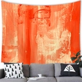 Tapisserie murale abstraite au style graffiti orange et crème pour décoration - 100x70(Peau de Pêche) / Style d'Art Abstrait Orange Rouge (30)
