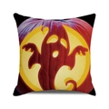 Close-up of linen pillowcase with purple pumpkin and yellow ghost Halloween print - Purple Pumpkin And Yellow Ghost (18)