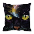 Halloween black cat oil painting style square throw pillow cover with yellow eyes - Lemon Eye Cat (37)
