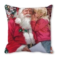 Detail of Christmas pillowcase with watercolor Santa Claus painting on peach skin fabric - Santa Claus and Little Girl Pattern (37)