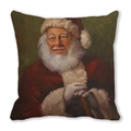 Detail of Santa Claus oil painting print on premium peach skin fabric pillowcase - Kind Santa Claus Portrait Pattern (25)