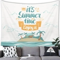 Summer beach tapestry with palm trees and sun illustration for wall decor - Summer Island Vacation Style (11) / 100x70(Peach Skin)