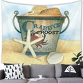 Nautical beach scenery wall tapestry featuring crab and starfish for home wall decoration - Seaside Retro Metal Bucket Style (12) / 100x70(Peach Skin)