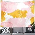 Tapisserie murale abstraite aux motifs aquarelle jaune et rose dans un salon moderne - 100x70(Peau de Pêche) / Style Aquarelle Estompée Rose Jaune (36)