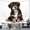 Detail of soft brushed fabric tapestry featuring a watercolor bulldog pup for home decor - 17 / 100x70(Peach Skin)