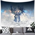 Ink style forest reindeer tapestry with starry sky background over a grey sofa - 100x70cm / Starry Sky Spirit Deer Style (5)