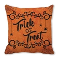Trick or Treat Halloween peach skin throw pillow cover with orange pumpkin motif - Orange Trick or Treat (34)