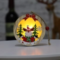 Illuminated wooden Christmas ornament with LED light and cartoon reindeer design - Round Reindeer