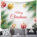 Detail van kerstwandkleed met Merry Christmas tekst en feestelijke ornamentdecoratie - 100x70(Perzikhuid) / Witte Ornamenten Dennenmak Stijl (8)