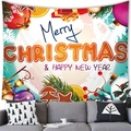 Kerst wandkleed met sneeuwpop en feestelijke ornamenten voor een warme huiselijke sfeer - 100x70(Perzikhuid) / Rood-Paarse Bal Peperkoek Dennen Stijl (13)