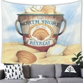 North Shore Sea Side Retreat wall tapestry featuring beach shells and hand-painted art - Seaside Shell Metal Bucket Style (13) / 100x70(Peach Skin)