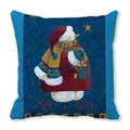 Macro shot of square Christmas cushion with snowman and Make A Wish text on blue background - 18x18 Inch / Blue Snowman and Wishing Theme Style (28)