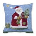Macro detail of Christmas pillow showing peach skin fabric and Santa Claus illustration - 18x18 Inch / Santa and Striped Christmas Stocking Style (26)