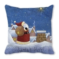 Detail of Christmas pillow featuring Santa illustration and Santa's Here text - 18x18 Inch / Santa and Rooftop Chimney Scene Style (23)