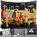 Abstract African woman tapestry on living room wall with vivid ethnic art style - 100x70cm (Peach Skin) / African Figure Canoe Style (15)