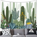 Watercolor sunset cactus and desert plants wall tapestry on a white living room wall - Desert Plants Panorama (2) / 150x100(Peach Skin)