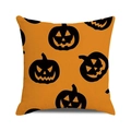 Orange Halloween pillowcase featuring black Jack-o'-lantern patterns for sofa decor - Bright Orange Black Jack-O-Lanterns (22)