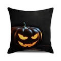 Halloween throw pillow case with a glowing Jack-o'-lantern pumpkin on a black backdrop - Black Base 3D Glowing Pumpkin (23)