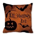 Halloween pillow cover featuring All Hallow's Eve text and orange pumpkin lantern patterns - All Hallows Eve (38)