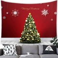 Tapiz de muñeco de nieve de Navidad con fondo rojo festivo y árbol de Navidad decorado - 150x100(Piel de Melocotón) / Estilo Texto Árbol de Navidad (4)