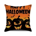 Square Halloween pillowcase with orange pumpkin, bats, and Happy Halloween text - Pumpkin Bat HAPPY HALLOWEEN Design (25)
