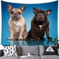 Bulldog printed wall tapestry with blue reflection background for home decor - 3 / 100x70(Peach Skin)