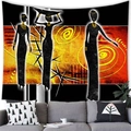 African women silhouette wall tapestry in bright orange and gold for living room - 150cmx100cm (Peach Skin) / Tribal Three Beauties Style (2)