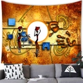 African woman silhouette tapestry hanging on white wall over modern gray sofa - Warm Orange Brown Ethnic Style (9) / 100x70(Peach Skin)