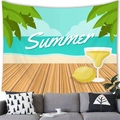 Summer beach tapestry with lemon and cocktail print for wall decoration over a sofa - Summer Beach Drinks Style (16) / 100x70(Peach Skin)