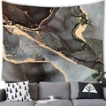 Detail of modern marble wall tapestry with golden elements above grey fabric sofa - 100x70(Peach Skin) / Black Gold Sand Pattern