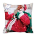 Christmas pillow cover with watercolor Santa Claus painting on peach skin fabric - Smiling Santa Claus Profile Pattern (7)