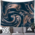 Artistic blue and gold marble fluid wall tapestry for modern home living room decor - 100x70(Peach Skin) / Deep Blue Rose Gold Pattern