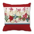 Red Christmas pillow cover with illustrated stockings on peach skin velvet fabric - 18x18 Inch / Red Background Patchwork Christmas Stockings Style (40)