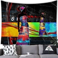 Modern abstract wall tapestry featuring colorful African women silhouette for home decor - 150cmx100cm (Peach Skin) / Colorful Gowns Duo Style (1)
