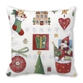 Kissenbezug mit Schneemann und Weihnachtsbaum-Motiv aus weichem Pfirsichhaut-Stoff - 45x45 cm / Schneemann und Weihnachtsbaum Illustration Stil (3)