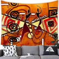 African tribal women abstract tapestry mural hanging over a sofa in a modern living room - Orange Red Tribal Dance Style (6) / 100x70(Peach Skin)
