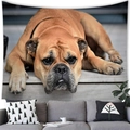 Modern living room tapestry featuring a realistic bullmastiff dog design on wall - 8 / 100x70(Peach Skin)