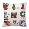 Weihnachts-Kissenbezug aus Pfirsichhaut mit handgezeichneten Symbolen auf Weiß - 45x45 cm / Weihnachtselemente Gitter Kollektion Stil (4)