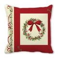 Merry Christmas peach skin pillowcase featuring red festive wreath and bow design - 18x18 Inch / Bowknot Christmas Wreath Style (7)