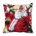Christmas pillow cover with vintage Santa Claus oil painting print on peach skin fabric - Santa Claus with Fireplace Background Pattern (10)