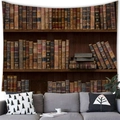 Vintage library bookshelf wall tapestry with realistic old book print for home decor - 100cmx70cm / Style 1(1)