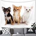 Chihuahua watercolor print wall tapestry above sofa featuring three dogs in various colors - 11 / 100x70(Peach Skin)