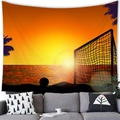 Vista dettagliata dell'arazzo da spiaggia con sagoma di porta da calcio al tramonto - 100cmx70cm / Tema Calcio al Tramonto (3)