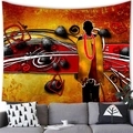 Abstract African woman wall tapestry in vibrant yellow and red traditional attire - Traditional Yellow Red Figure Style (2) / 100x70(Peach Skin)