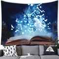 Salon moderne avec une tapisserie de livre magique galaxie au-dessus d'un canapé - 6 / 200x150(Peluche Courte)