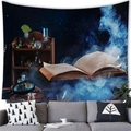 Détail montrant la texture de la tapisserie livre magique et galaxie sur un mur - 4 / 200x150(Peluche Courte)