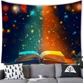 Tapisserie murale avec motif de livre magique et galaxie au-dessus d'un canapé décoratif - 3 / 200x150(Peluche Courte)