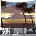 Detail of tropical sunset beach tapestry hanging above a modern sofa for home decor - 100x70(Peach Skin) / Style 7