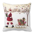 Square peach skin throw pillow featuring Santa Claus with a gift-filled sleigh - 18x18 Inch / Santa Walking in Snow Scene Style (7)